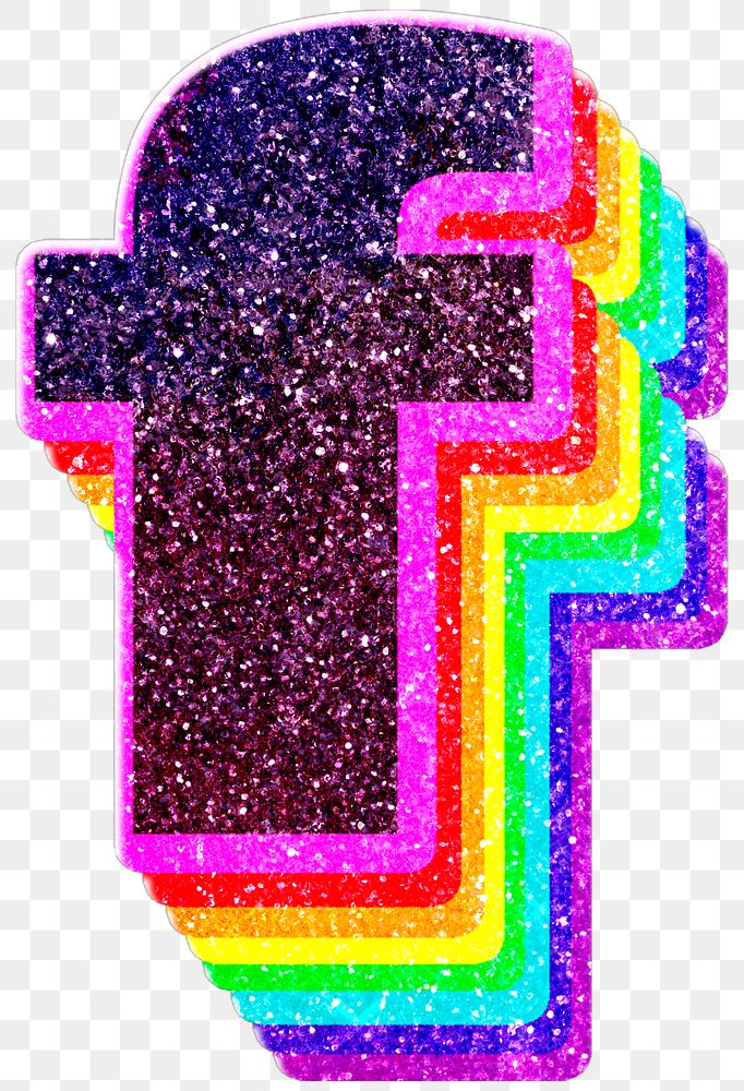 F letter layered rainbow glitter | Free PNG Sticker - rawpixel