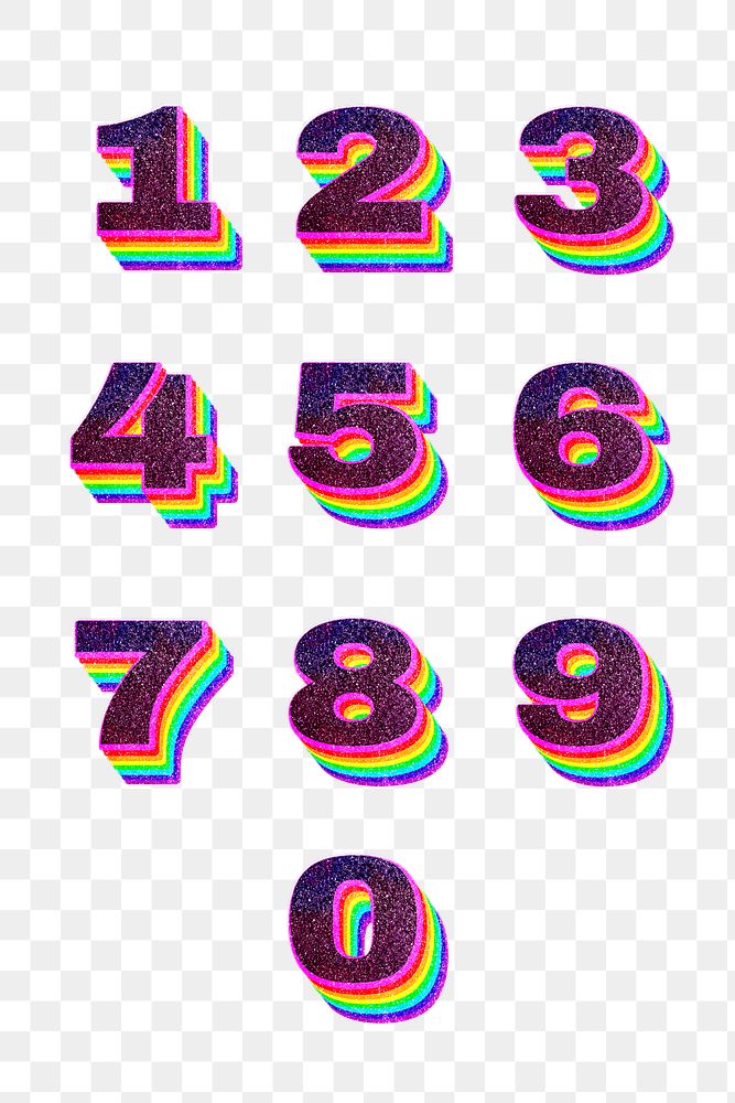Png number set rainbow 3d | Free PNG - rawpixel