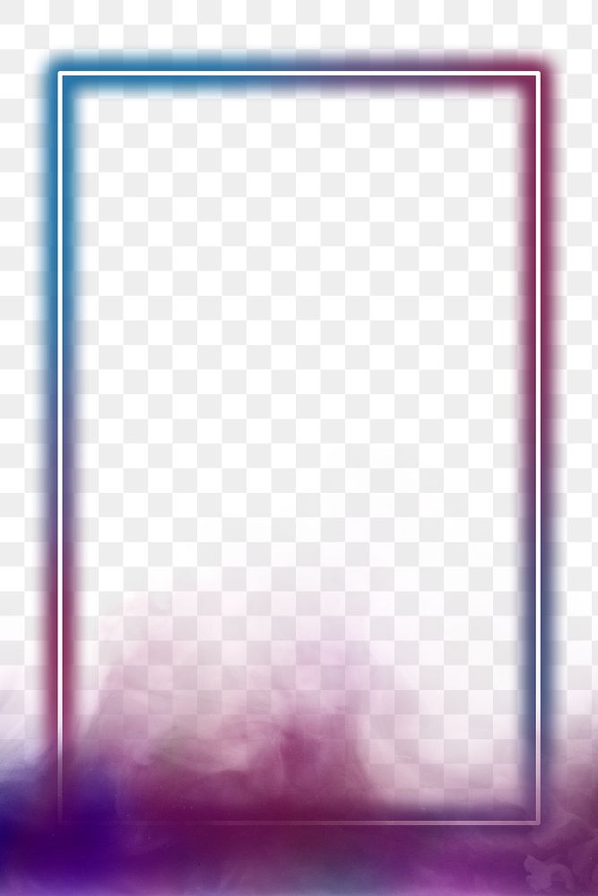 Rectangle neon frame png gradient color smoke foggy