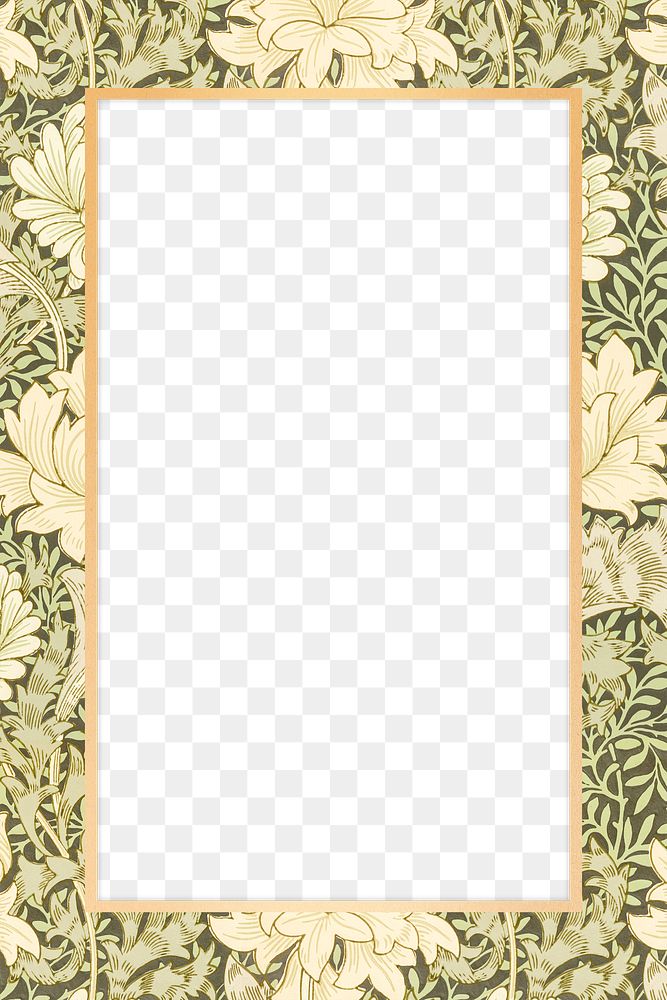 Rectangular floral frame png blank space