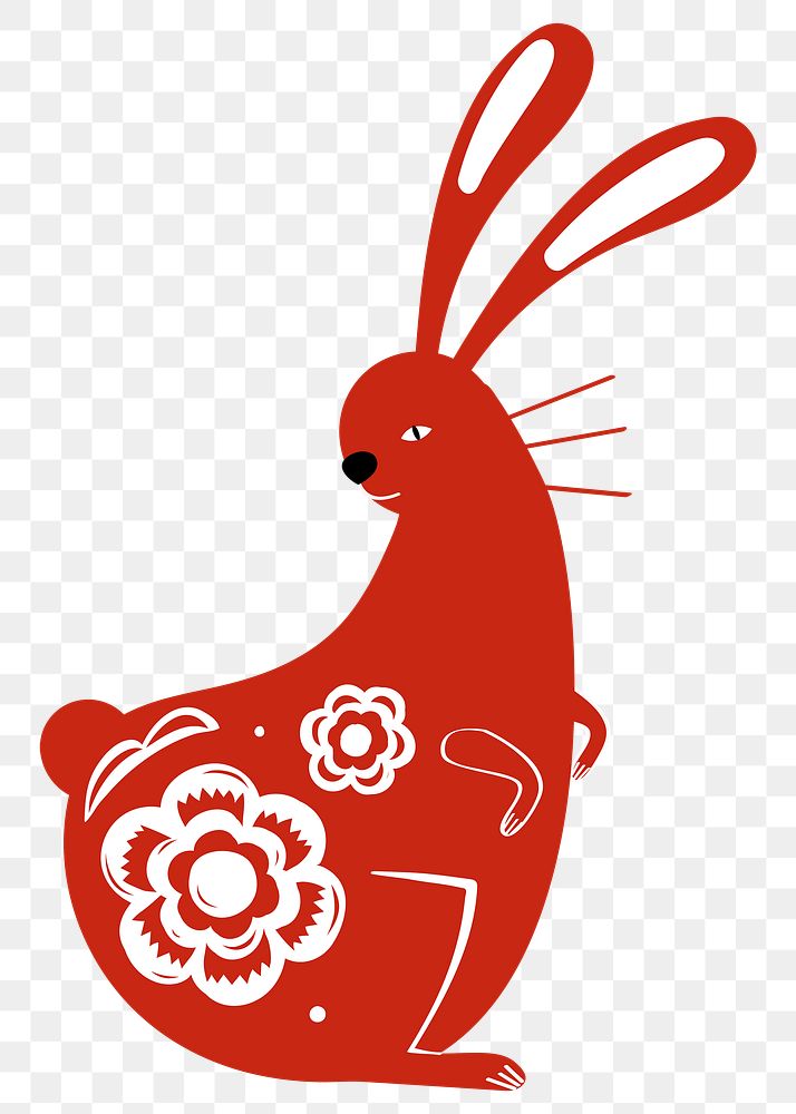 Rabbit red Chinese png cute zodiac sign animal sticker