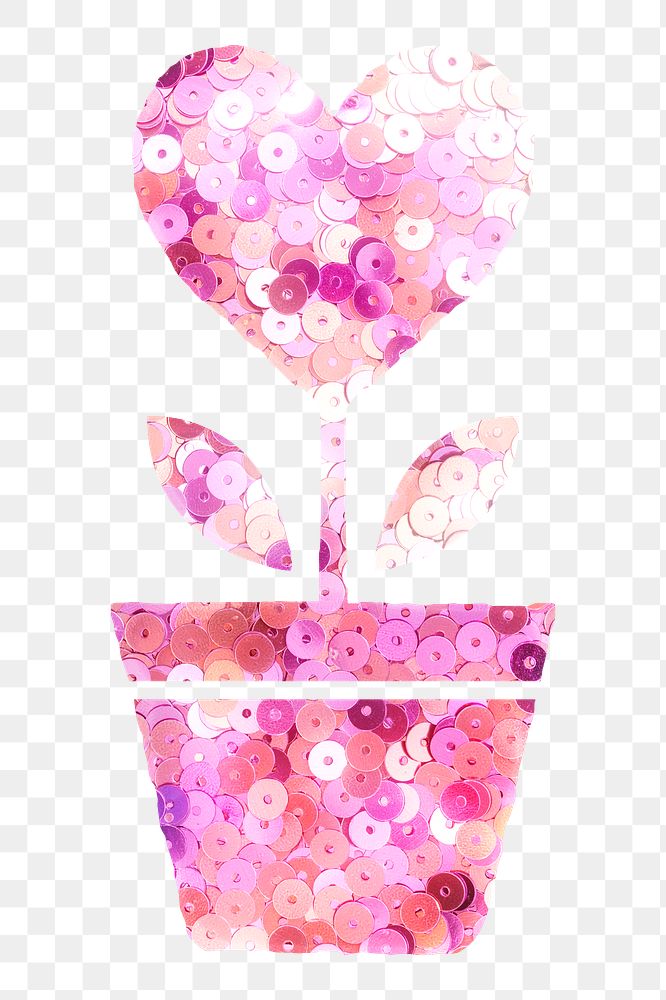 Png flower pink sequin Valentin's sticker