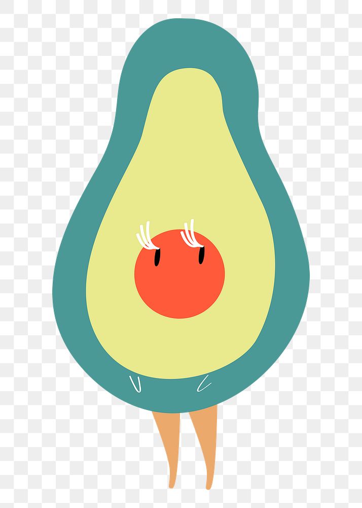 Avocado png sticker, fruit cartoon on transparent background