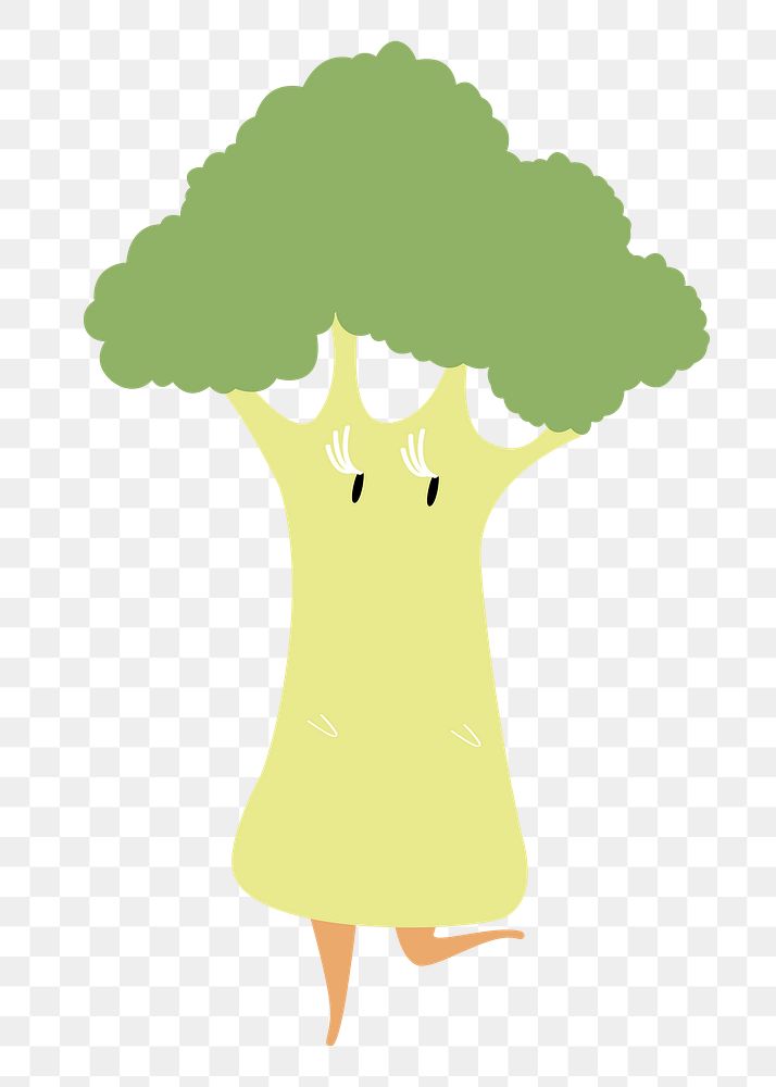 Cute broccoli png sticker, vegetable cartoon on transparent background