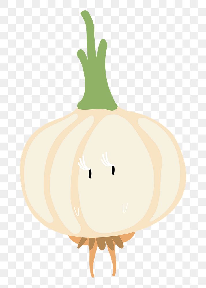 Cute garlic png clipart, vegetable cartoon on transparent background