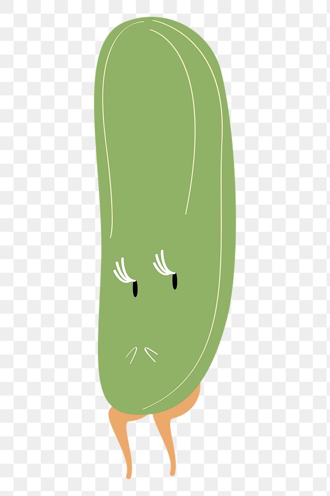 Green cucumber png sticker, vegetable cartoon on transparent background