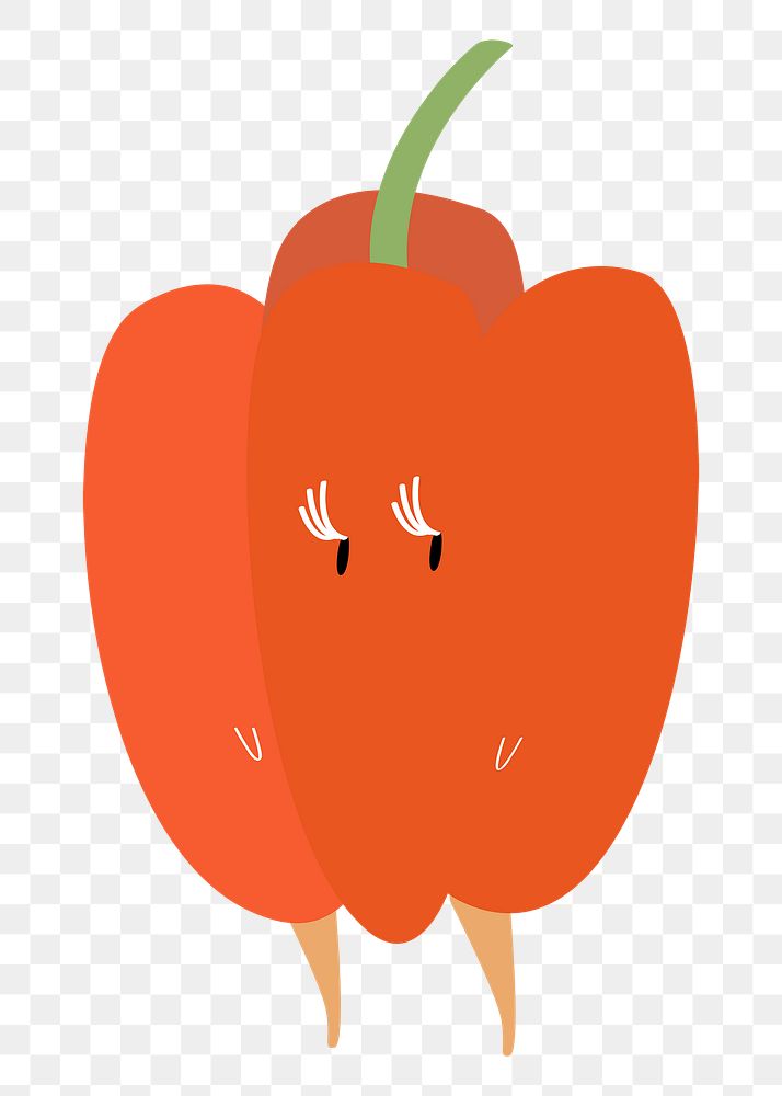 Orange capsicum png sticker, vegetable cartoon on transparent background