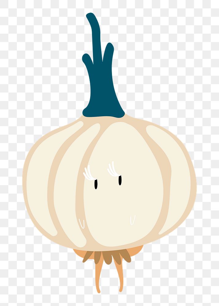 Cute garlic png clipart, vegetable cartoon on transparent background