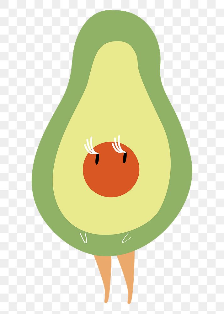 Avocado png sticker, fruit cartoon on transparent background