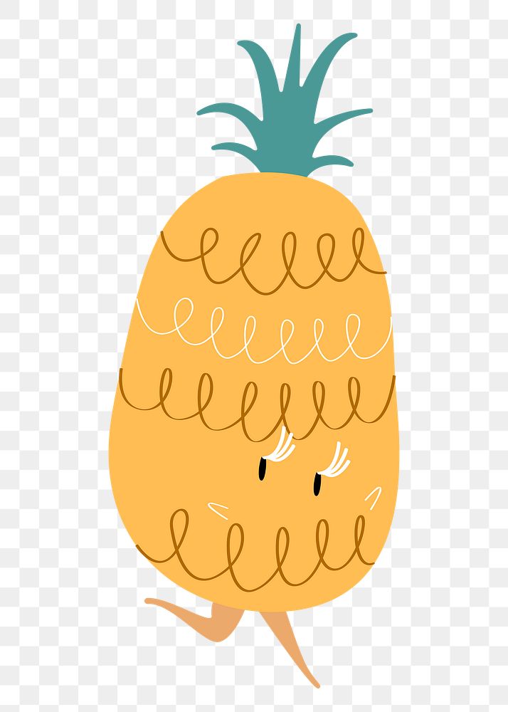 Cute pineapple png fruit sticker, healthy food cartoon on transparent background