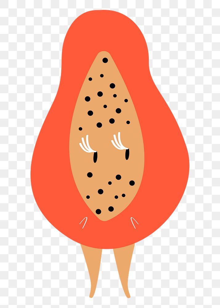 Cute papaya png fruit sticker, healthy food cartoon on transparent background