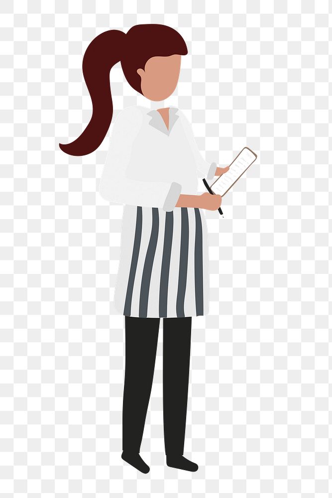 Waitress png clipart, restaurant attendant job, character illustration