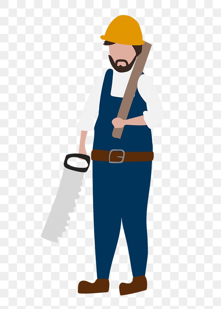 Construction worker png clipart, occupation character illustration