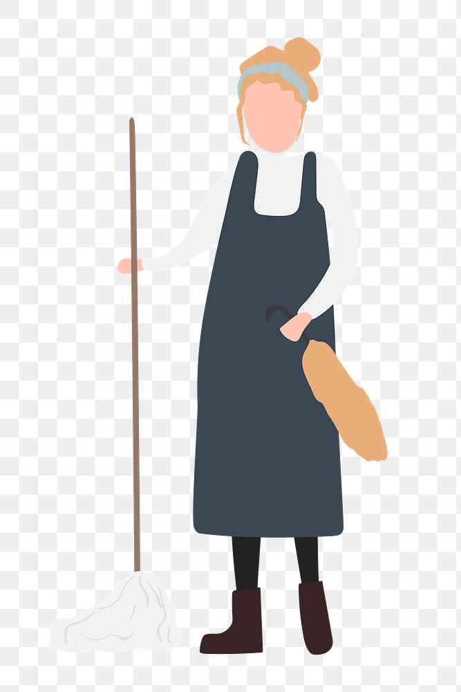 Housekeeping worker png clipart, occupation, character illustration