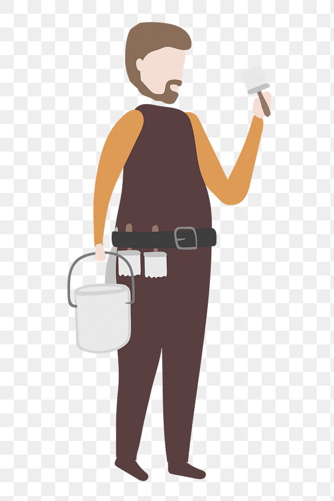 House painter png clipart, worker, occupation, character illustration