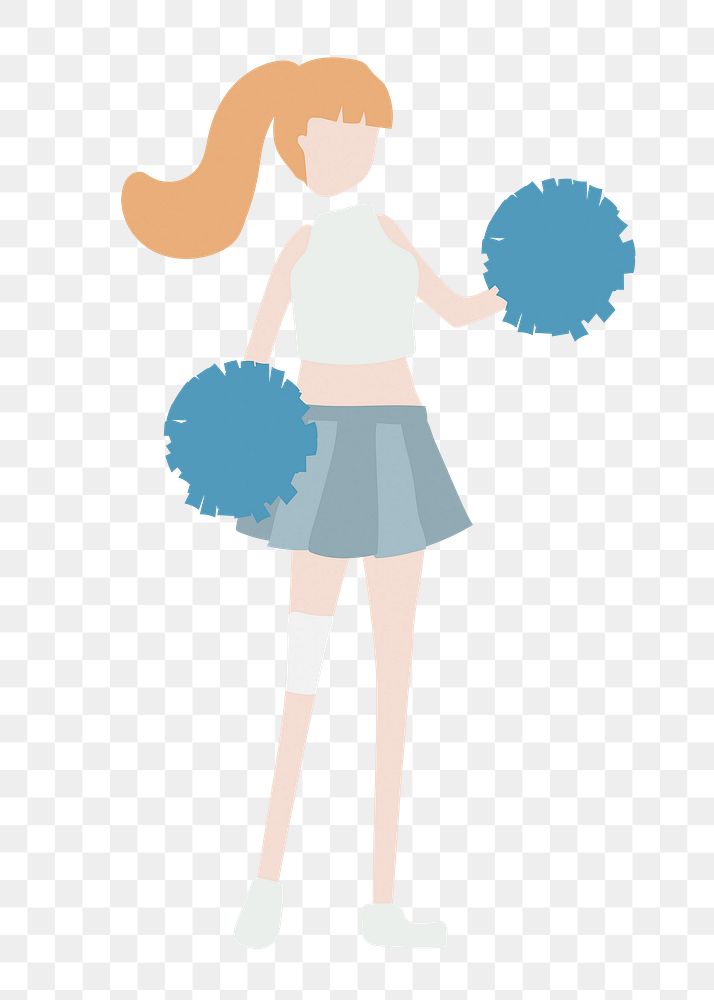 Cute cheerleader png clipart, sports, character illustration