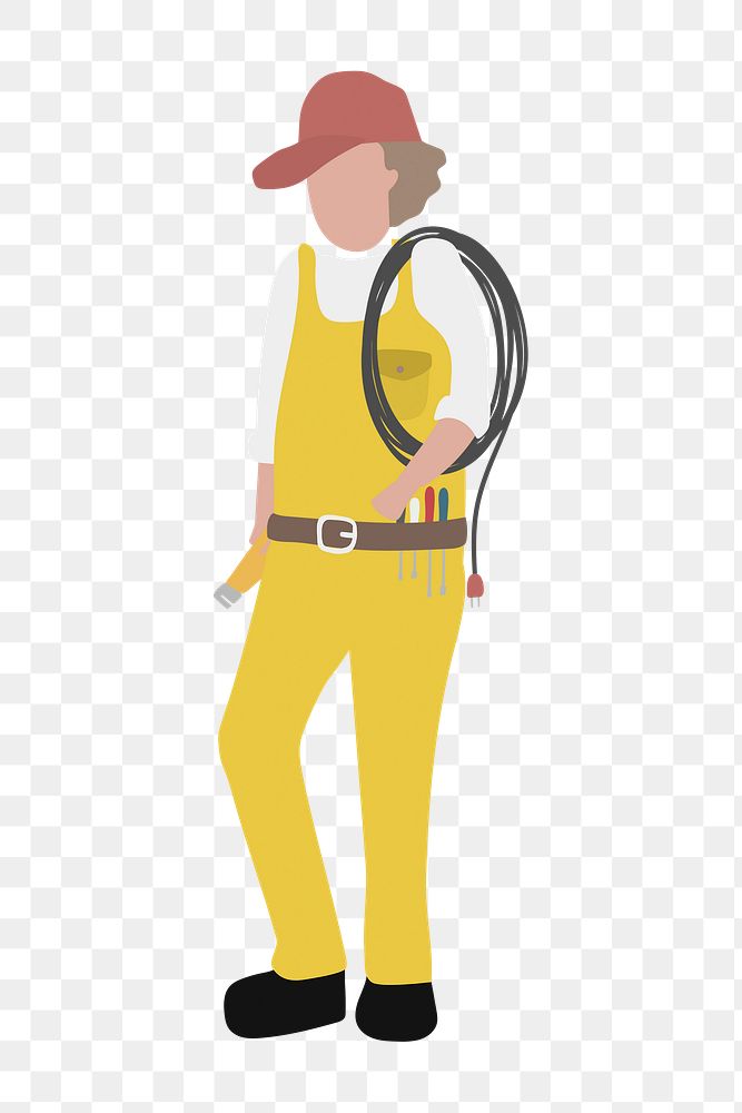 Electrician worker png clipart, technician, job illustration