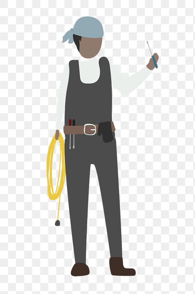 Electrician worker png clipart, technician, job illustration