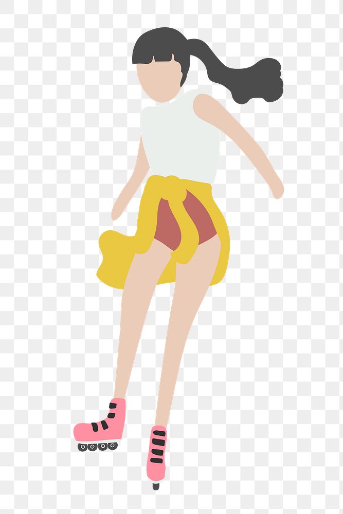 Roller skater png clipart, female athlete, character illustration