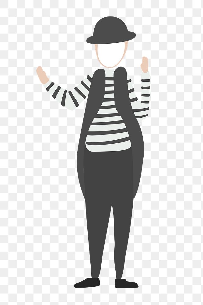 Mime artist png clipart, comedian, entertainment job illustration