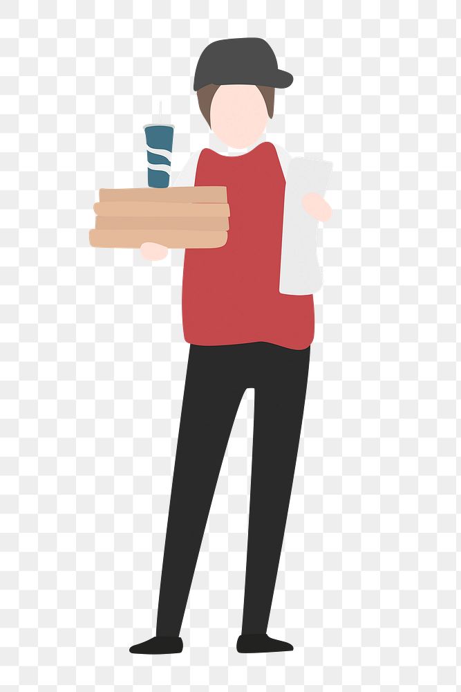 Food delivery png man clipart, job illustration