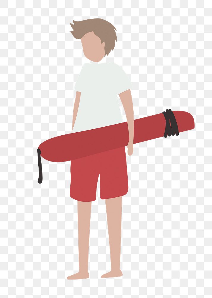 Lifeguard man png clipart, summer job, character illustration