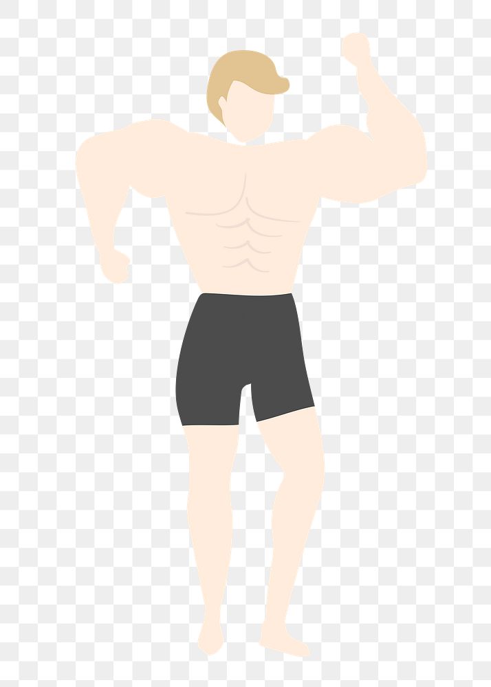 Bodybuilder man png  clipart, health, fitness, job illustration