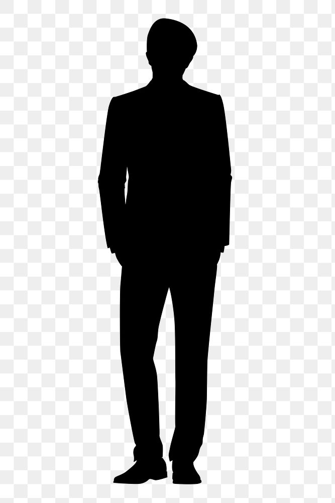 Businessman png silhouette, hand in pocket gesture