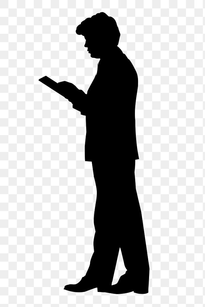 Businessman png silhouette, texting on phone