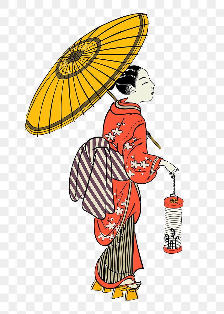 Japanese woman png wearing kimono clipart, transparent background. Free public domain CC0 graphic