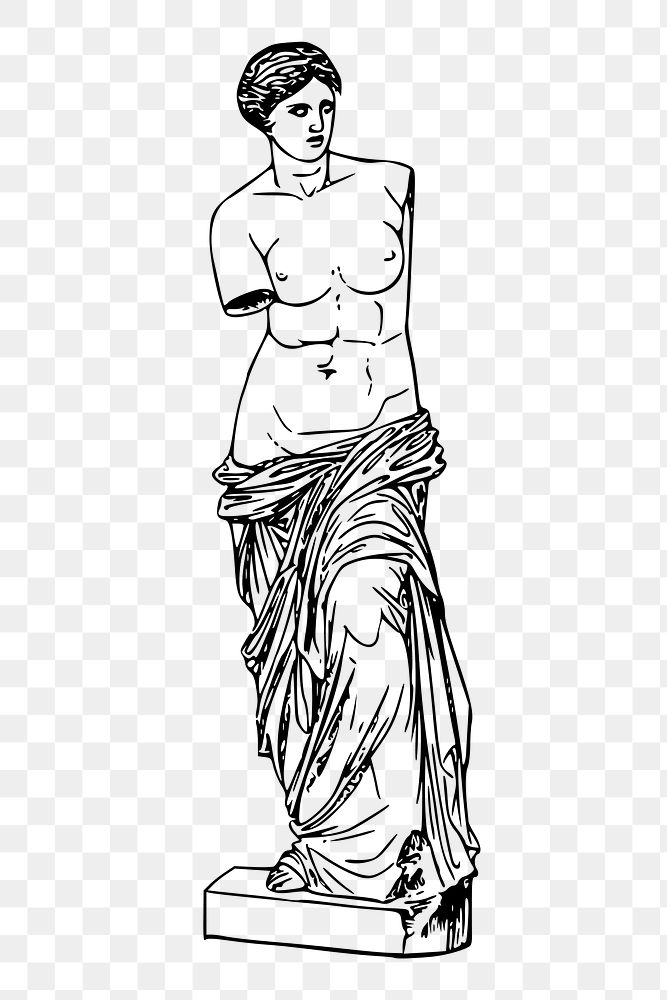 Nude Greek goddess png statue clipart, transparent background. Free public domain CC0 graphic