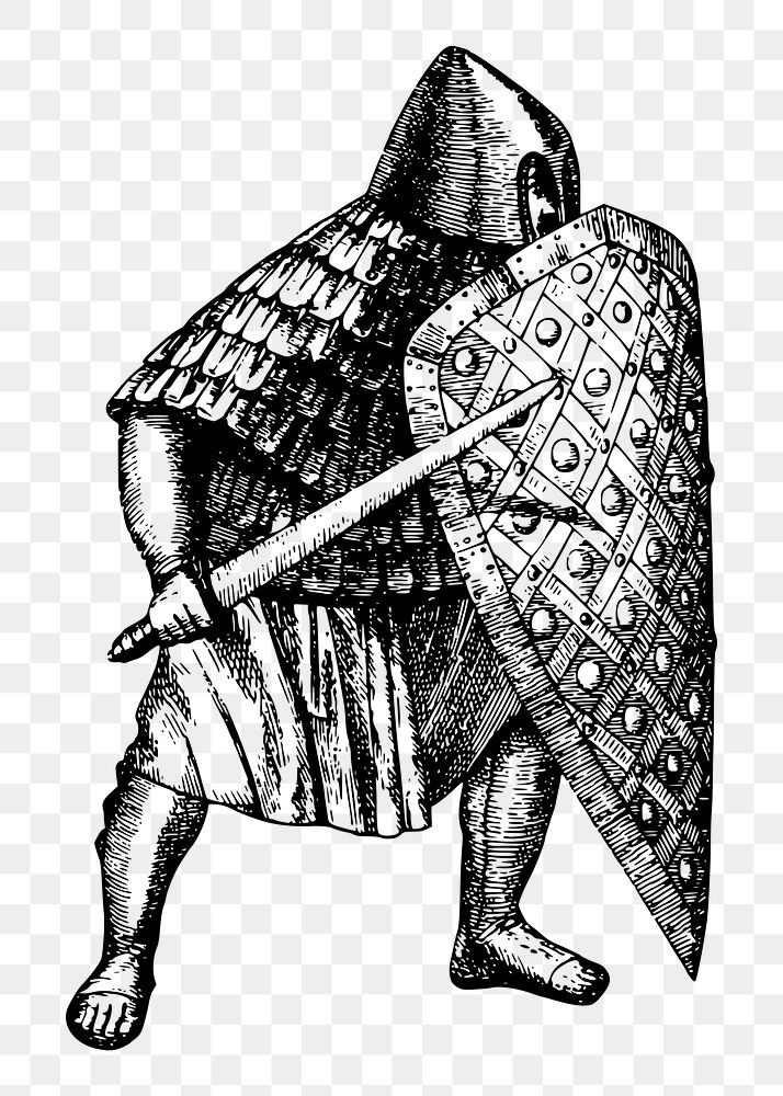 Medieval knight png clipart, vintage soldier illustration, transparent background. Free public domain CC0 graphic