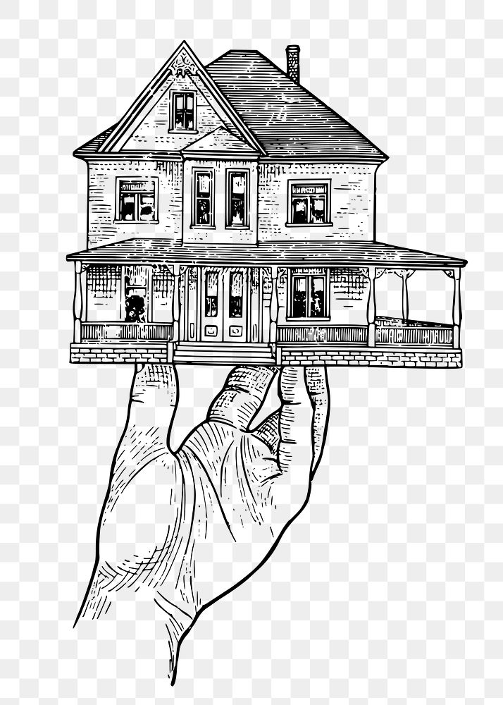 Hand png holding house model clipart, transparent background. Free public domain CC0 graphic