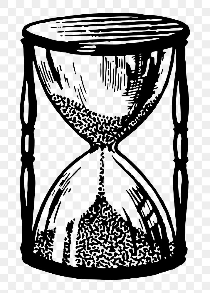 Hourglass png sticker, vintage drawing, transparent background. Free public domain CC0 image.