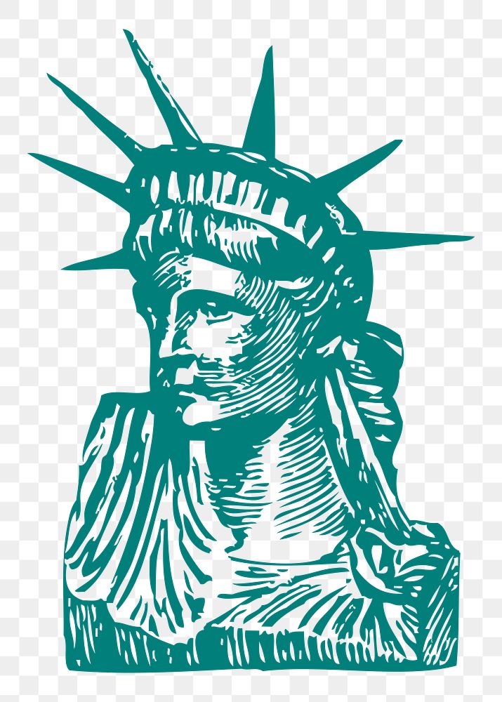 Png Statue of Liberty drawing, famous landmark in New York illustration, transparent background. Free public domain CC0…