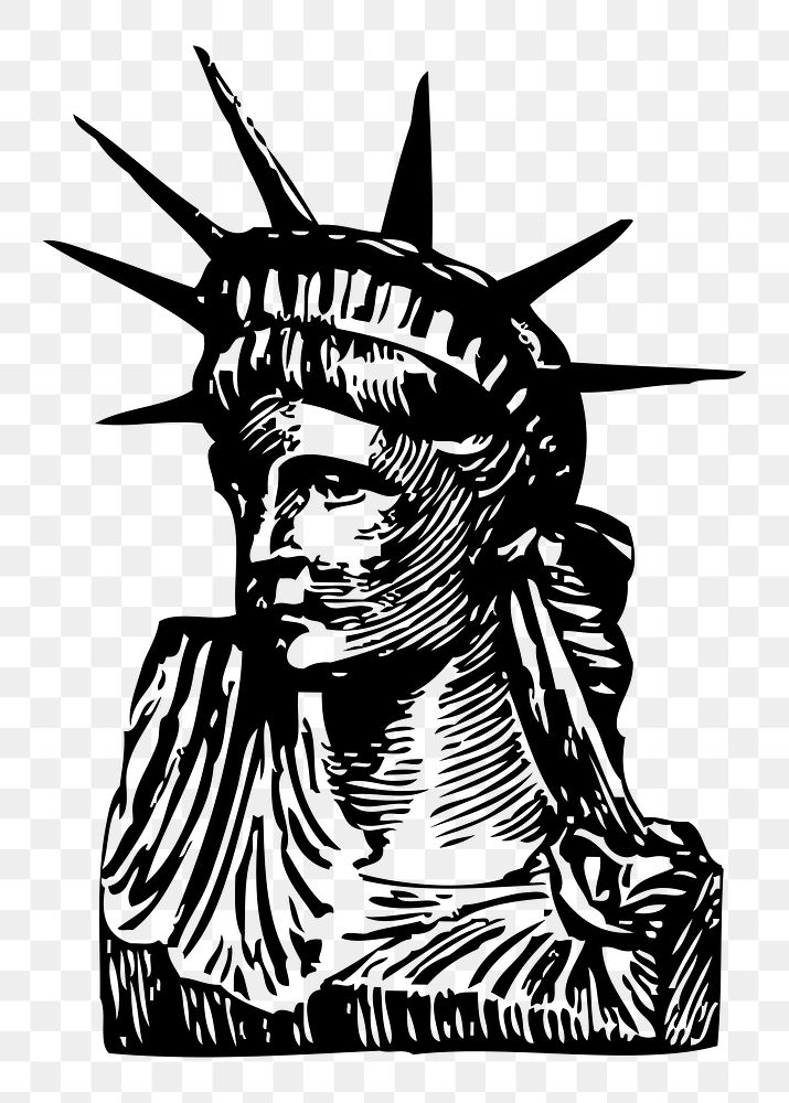Png Statue of Liberty drawing, hand drawn landmark in New York illustration, transparent background. Free public domain CC0…