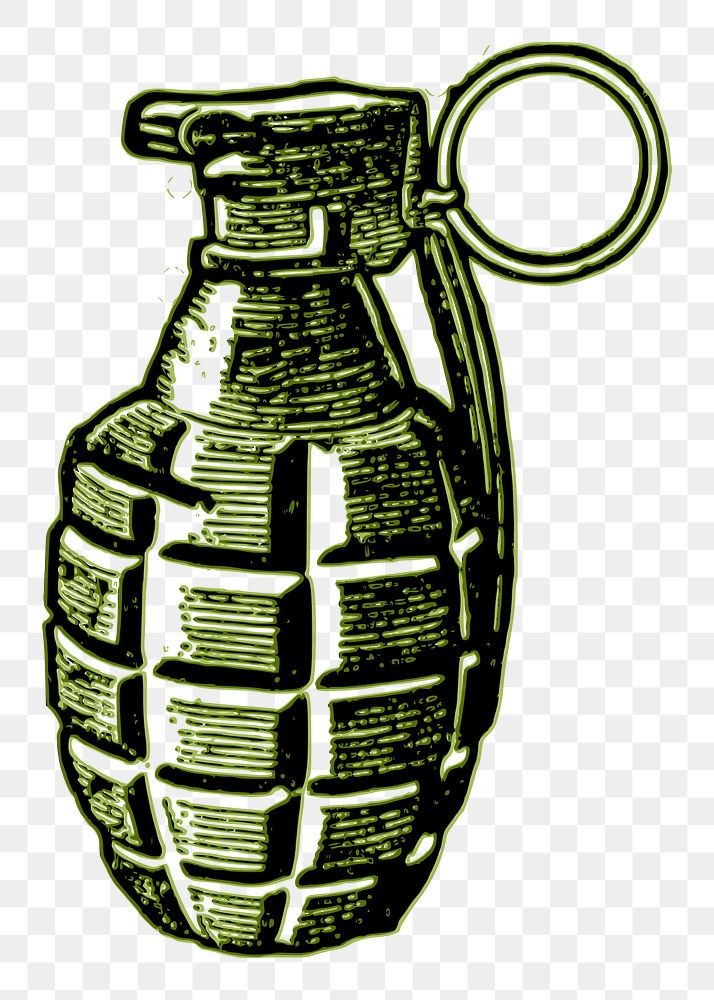 Grenade png sticker, military weapon drawing, transparent background. Free public domain CC0 image.