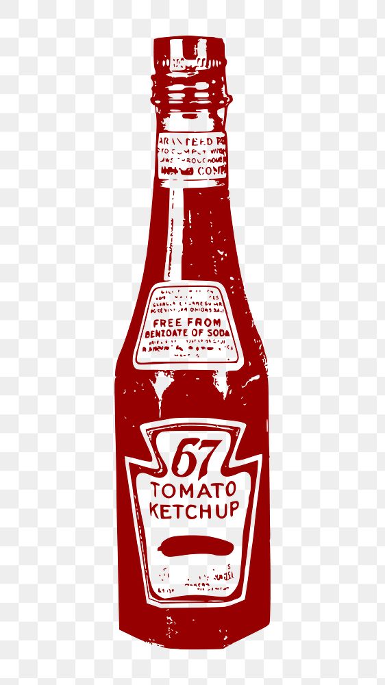 Tomato sauce bottle png sticker vintage illustration, transparent background. Free public domain CC0 image.