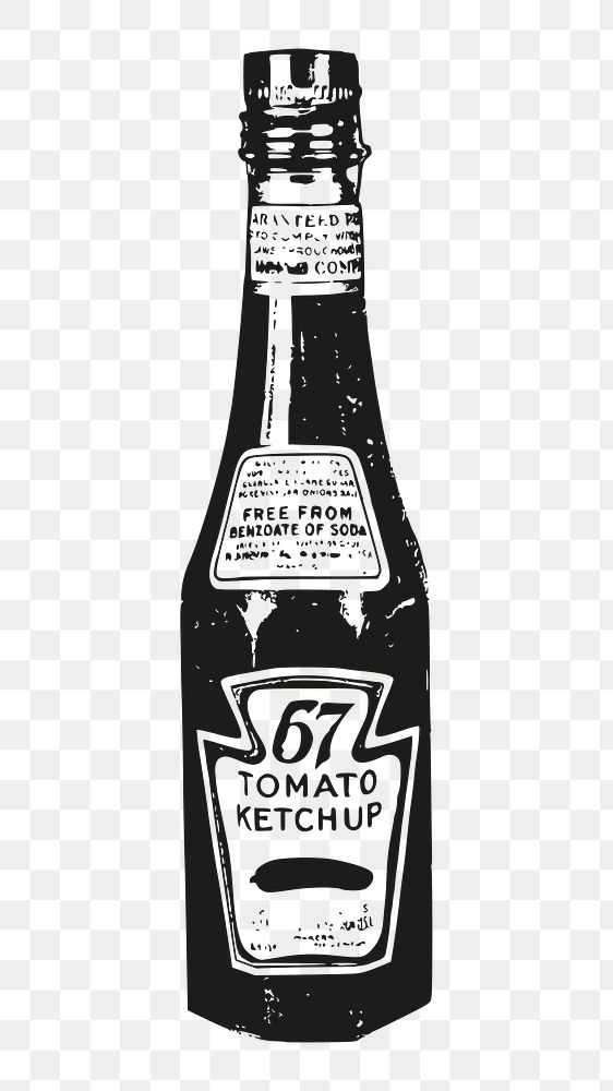 Tomato sauce bottle png sticker vintage illustration, transparent background. Free public domain CC0 image.