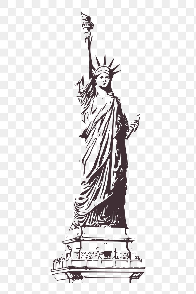 Png Statue of Liberty drawing clipart, famous landmark in New York illustration, transparent background. Free public domain…