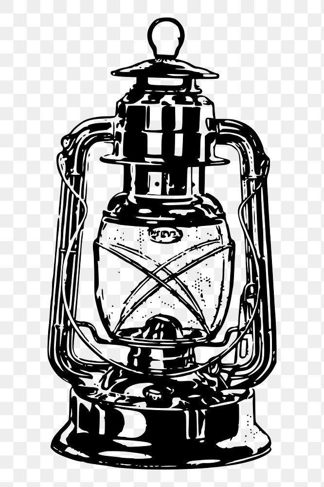 Kerosene lamp png sticker vintage illustration, transparent background. Free public domain CC0 image.