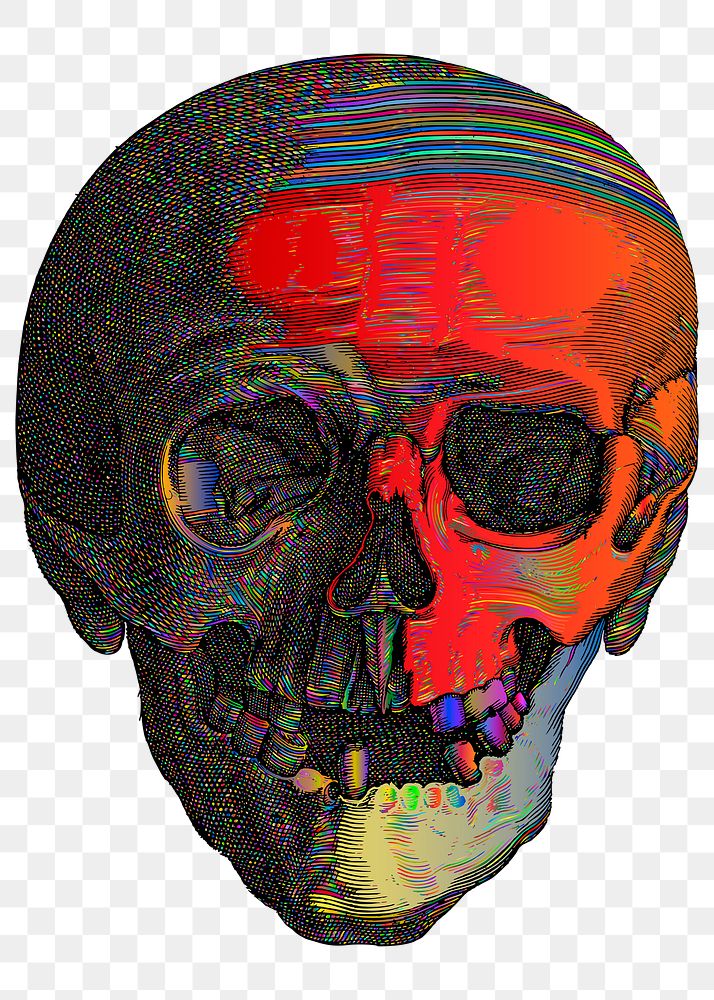 Retro skull png sticker death illustration, transparent background. Free public domain CC0 image.