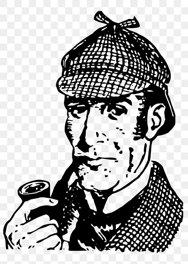 Sherlock Holmes png sticker, fictional character hand drawn illustration, transparent background. Free public domain CC0…