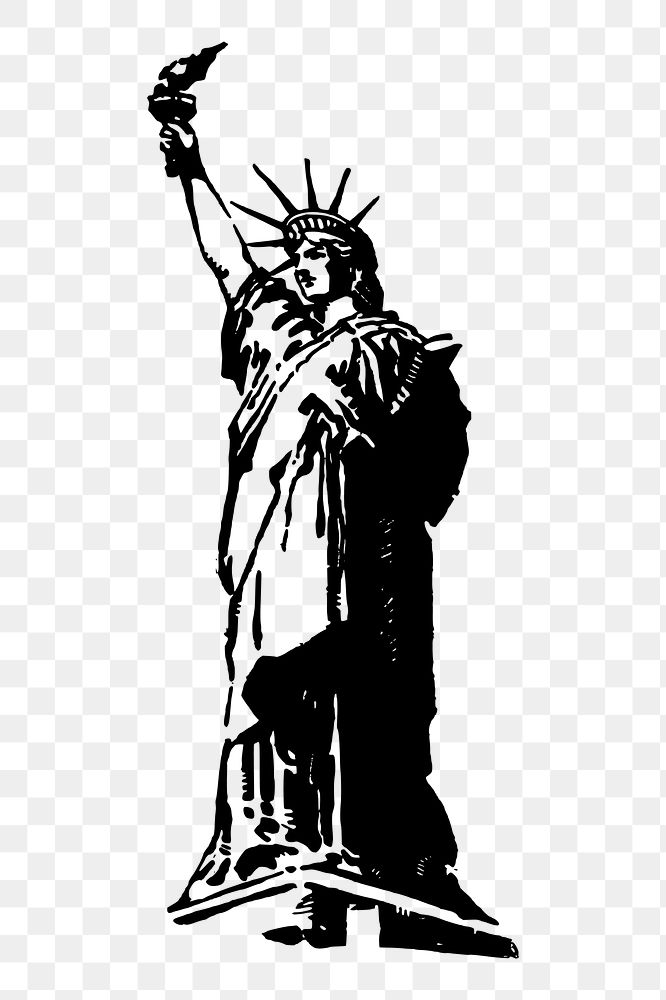 Statue of Liberty png sticker, sculpture hand drawn illustration, transparent background. Free public domain CC0 image.
