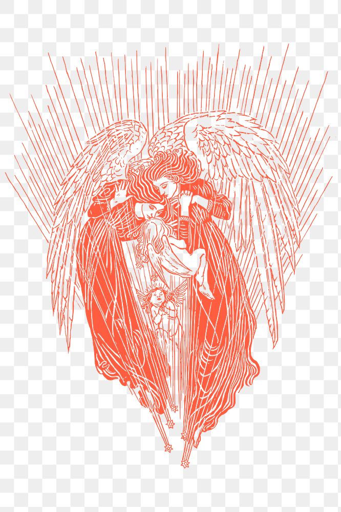 Angels png sticker heaven illustration, transparent background. Free public domain CC0 image.