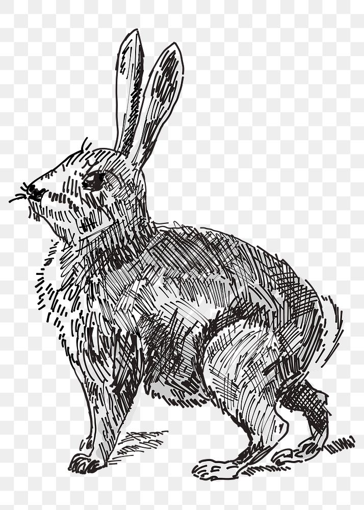 Rabbit png sticker, animal hand drawn illustration, transparent background. Free public domain CC0 image.