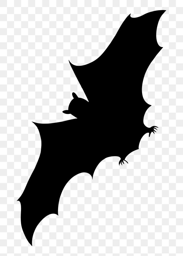 Flying bat png sticker animal silhouette, transparent background. Free public domain CC0 image.