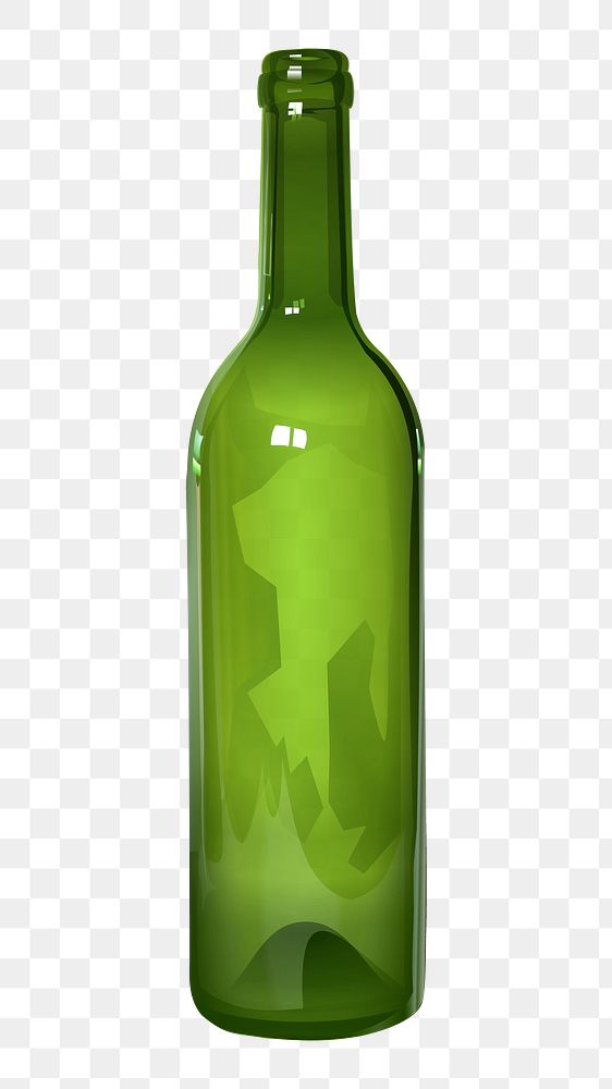 Glass bottle png sticker, green object illustration on transparent background. Free public domain CC0 image.