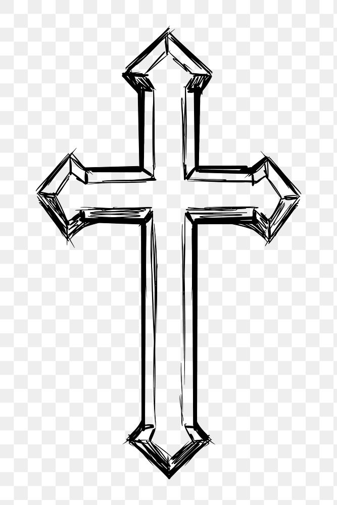Christian cross png sticker, religious symbol on transparent background. Free public domain CC0 image.
