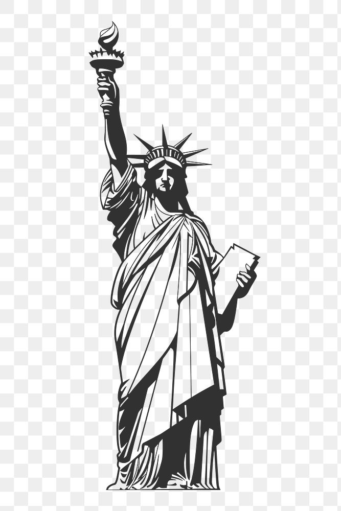 Statue of Liberty png sticker, landmark drawing on transparent background. Free public domain CC0 image.